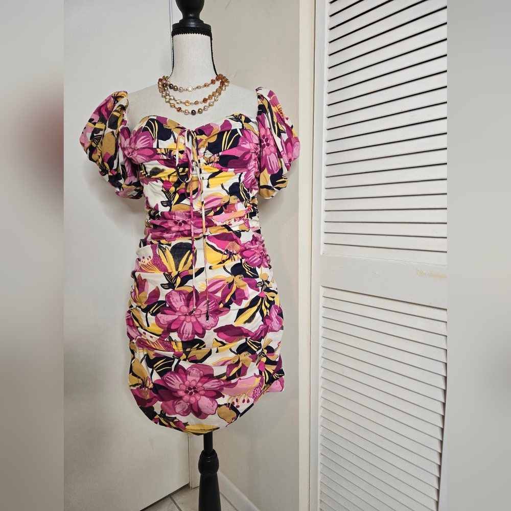Multicolored Ruffled Off-Shoulder Mini Dress - Picture 6 of 6